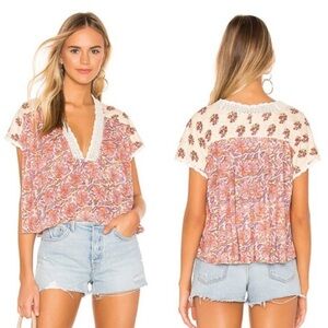 Free People Leilani Print‎ Top In Ivory